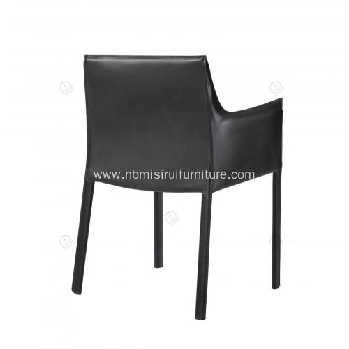 Black saddle leather Cab dining chairs